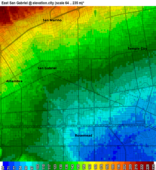 East San Gabriel elevation map