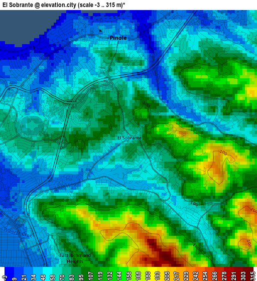 El Sobrante elevation map