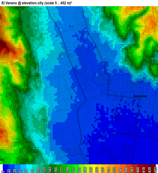 El Verano elevation map