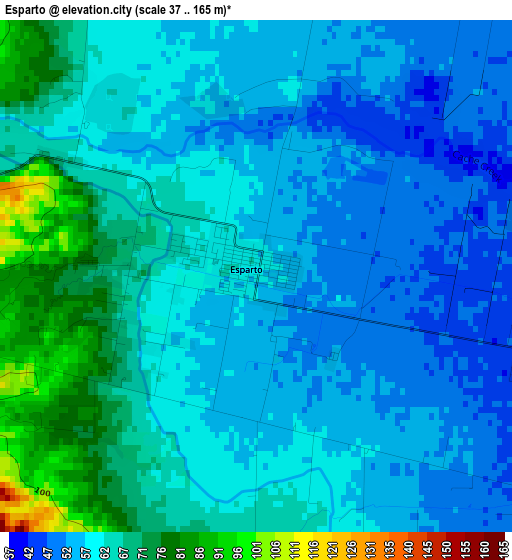 Esparto elevation map