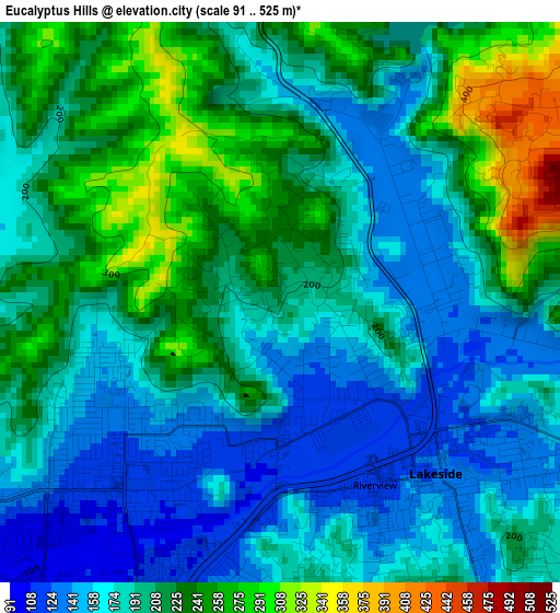 Eucalyptus Hills elevation map