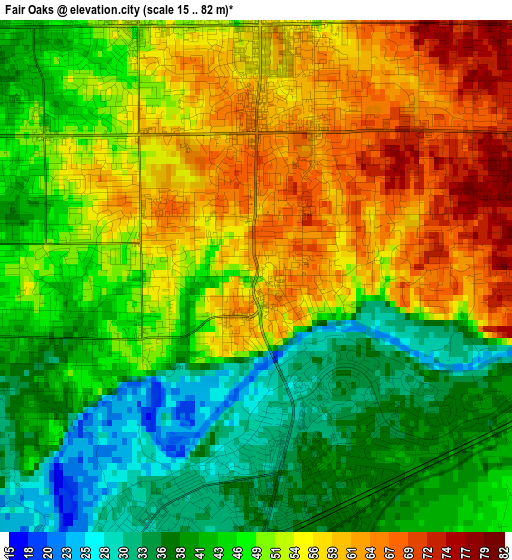 Fair Oaks elevation map