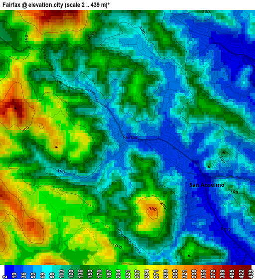 Fairfax elevation map