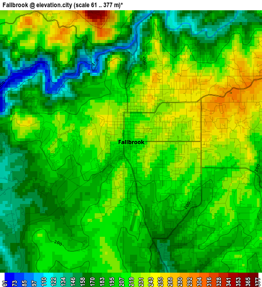 Fallbrook elevation map