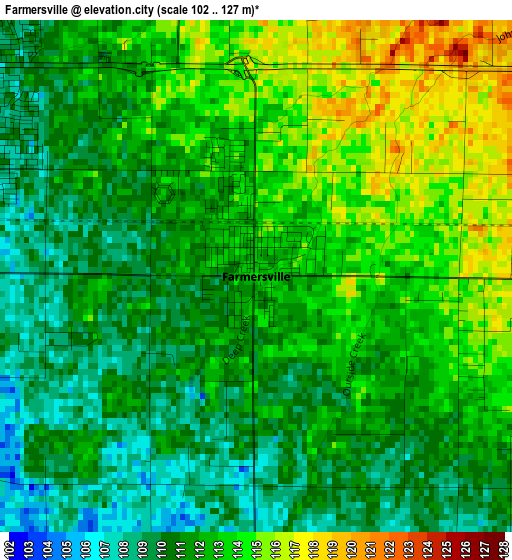 Farmersville elevation map