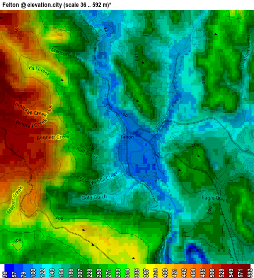 Felton elevation map