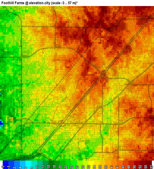Foothill Farms elevation map