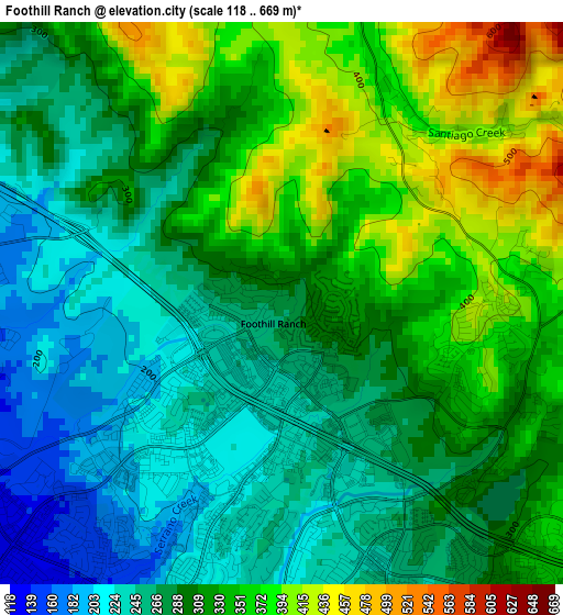 Foothill Ranch elevation map