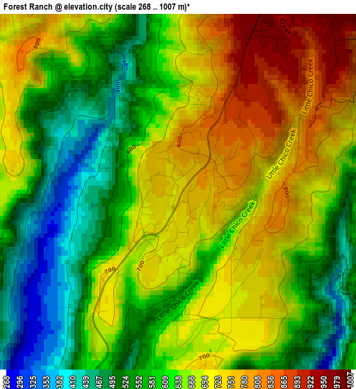 Forest Ranch elevation map