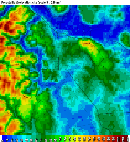 Forestville elevation map