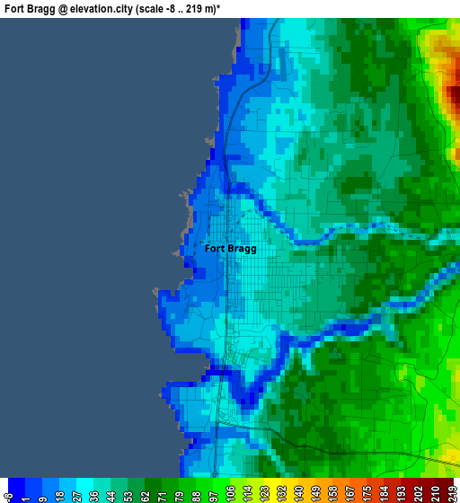 Fort Bragg elevation map