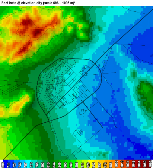 Fort Irwin elevation map