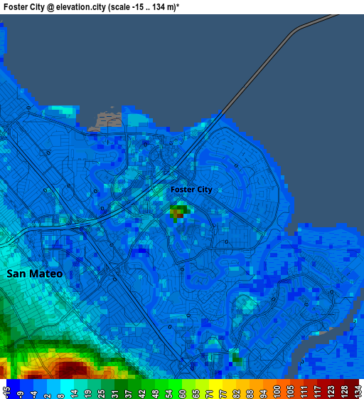 Foster City elevation map