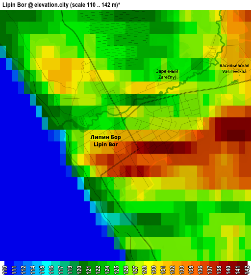 Lipin Bor elevation map