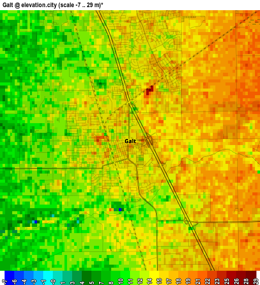 Galt elevation map