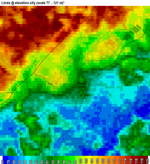 Linda elevation map