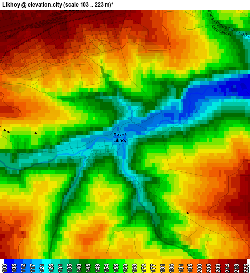 Likhoy elevation map