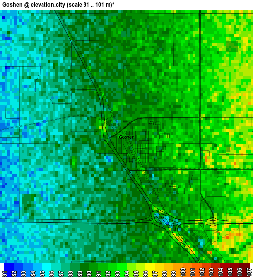 Goshen elevation map