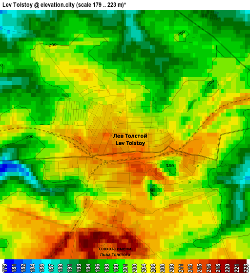 Lev Tolstoy elevation map