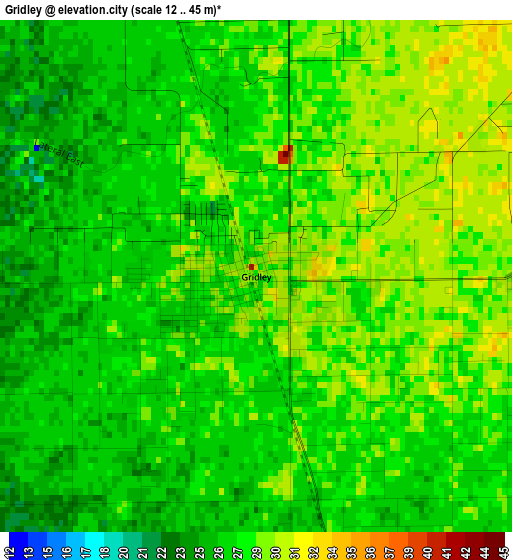 Gridley elevation map