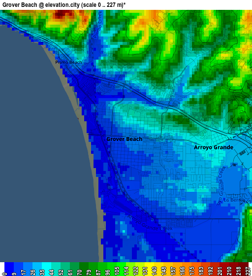 Grover Beach elevation map