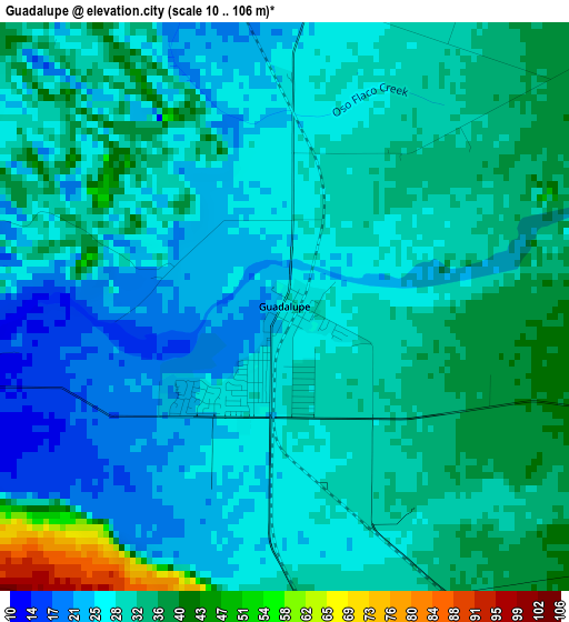 Guadalupe elevation map