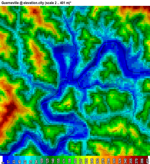 Guerneville elevation map