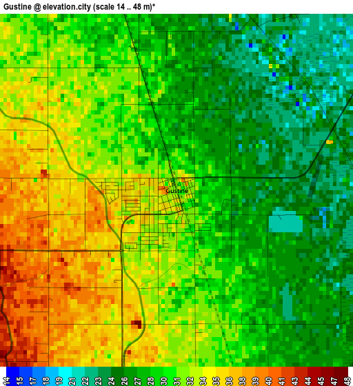 Gustine elevation map