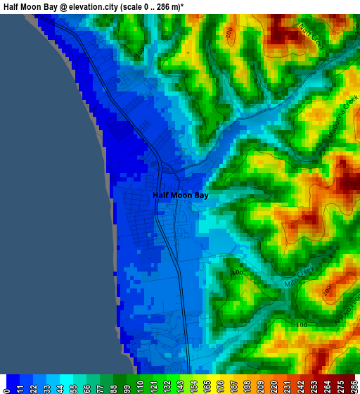 Half Moon Bay elevation map