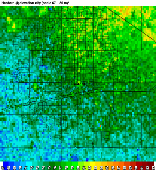 Hanford elevation map