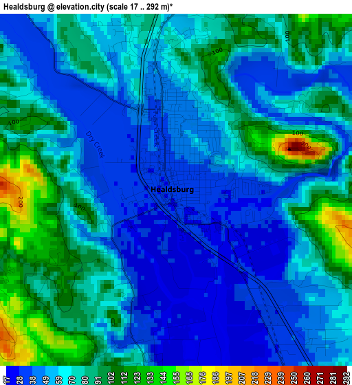 Healdsburg elevation map