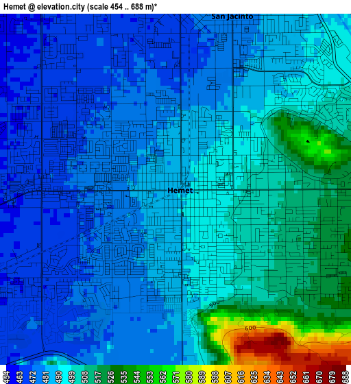 Hemet elevation map