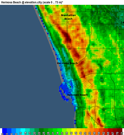 Hermosa Beach elevation map