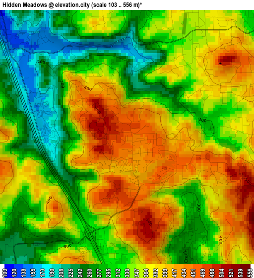 Hidden Meadows elevation map