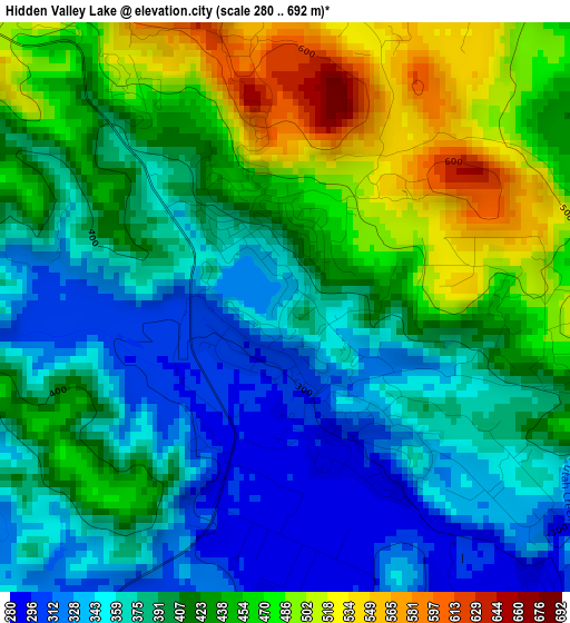 Hidden Valley Lake elevation map