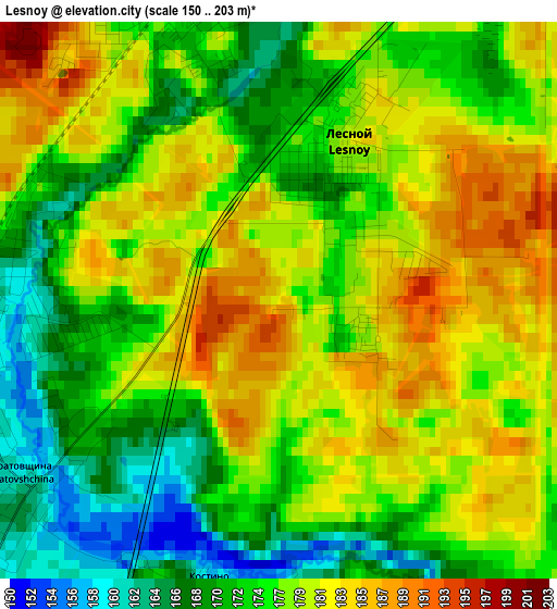 Lesnoy elevation map