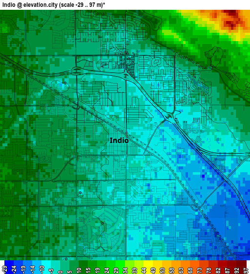 Indio elevation map