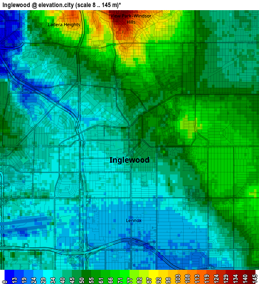 Inglewood elevation map