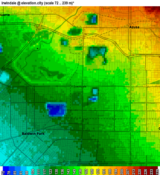 Irwindale elevation map