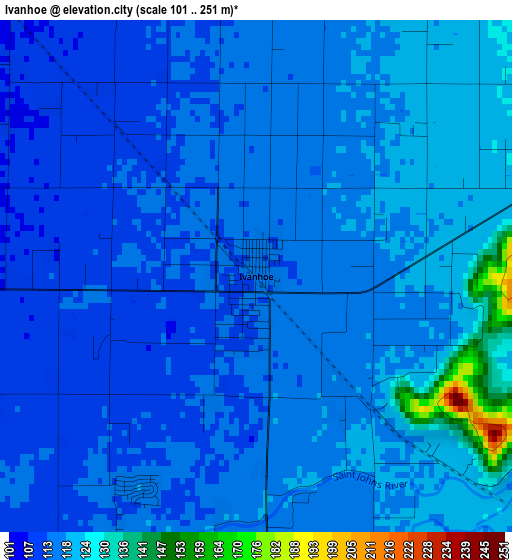 Ivanhoe elevation map