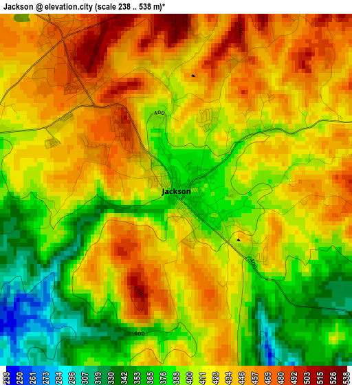 Jackson elevation map