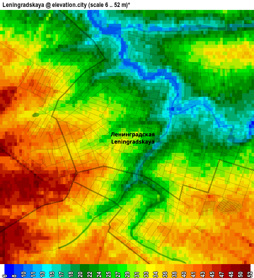 Leningradskaya elevation map