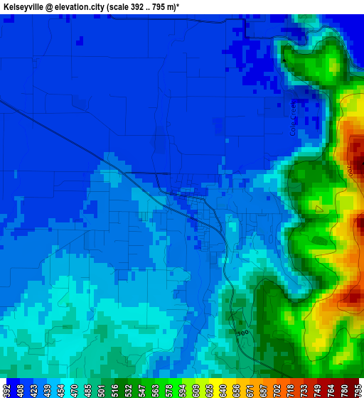 Kelseyville elevation map