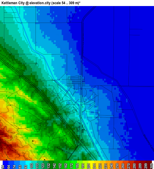 Kettleman City elevation map