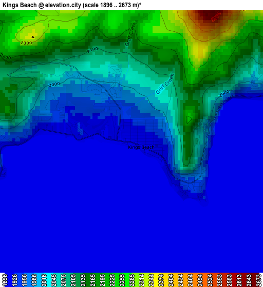 Kings Beach elevation map