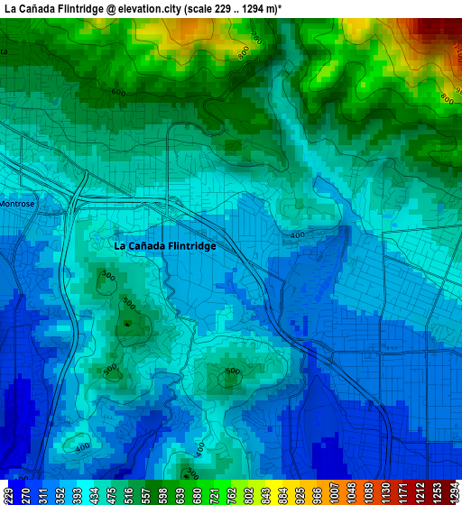La Cañada Flintridge elevation map