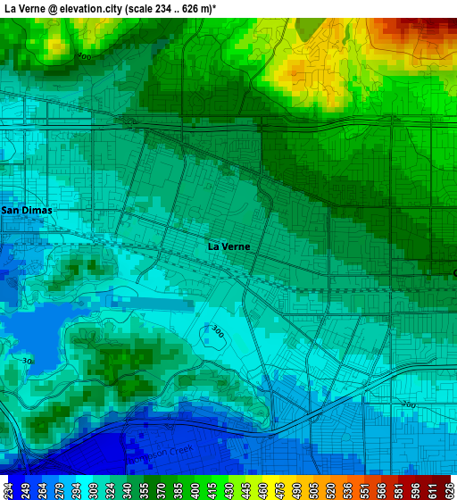 La Verne elevation map