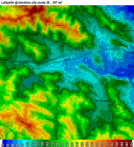 Lafayette elevation map