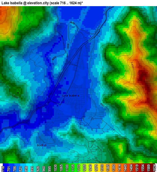 Lake Isabella elevation map