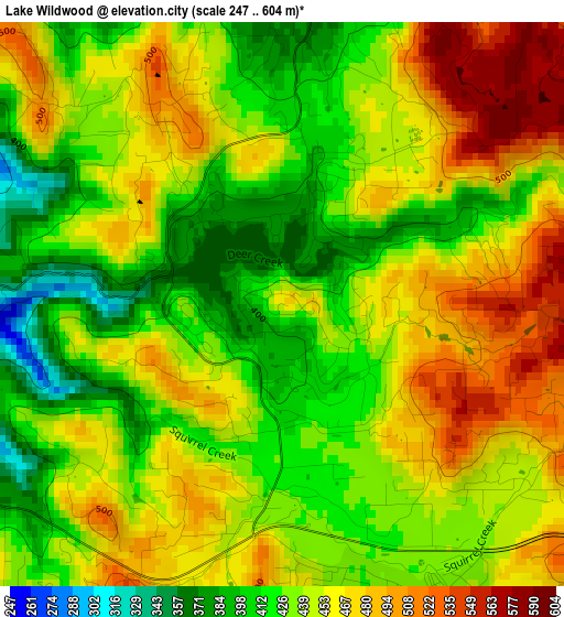 Lake Wildwood elevation map